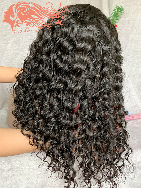 Csqueen 9A Loose Curly 13*4 Brown Lace Frontal WIG 100% Virgin Hair 150%density - Click Image to Close